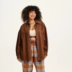 Lucy & Yak Sydney Oversized Cotton Shirt in Chestnut - Medium
